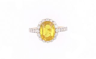 Gold Yellow Sapphire Diamond & 14k Gold Ring