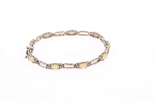 Fire Opal & Diamond Sterling Silver Bracelet