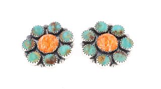 Navajo ML Perry Sterling Silver Turquoise Earrings