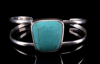 Vintage Taxco Mexico Sterling & Turquoise Bracelet
