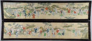 Two 19th century Chinese paintings on silk depicting children at a number of recreational pursuits,