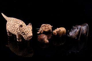 South African Bushman Hand Carved Animals c. 1950s
