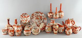 Collection of Japanese Kutani wares to include teapot, vases, jugs, cups and saucers,
