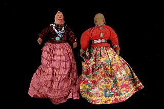 Early Navajo Embroidered Doll Pair circa 1920's