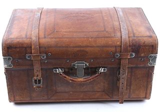 Sole Leather Steel Springs 1800s Travel Bag