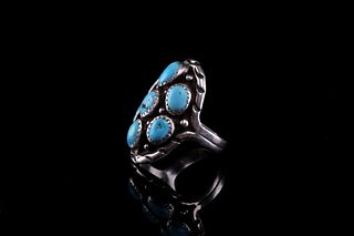 Navajo B. Touchine Sterling Silver Turquoise Ring