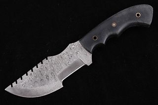 Damascus & Micarta Tracker Knife & Leather Sheath