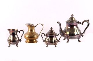 Oneida German Silver Tea Set & Indian Kettle