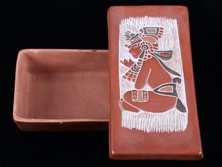 Acoma Native American Tourist Keepsake Pottery Box