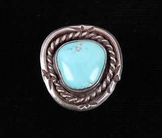 Navajo Sterling Silver & Fox Turquoise Ring