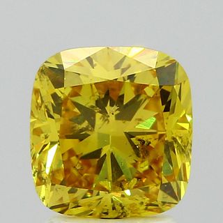 2.09 ct., Fancy Vivid Yellow/SI2, Cushion cut diamond, unmounted, BRD-0831