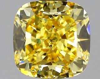 1.42 ct., Fancy Vivid Yellow/VS1, Cushion cut diamond, unmounted, GM-0904