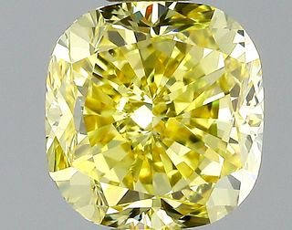 1.06 ct., Fancy Intense Yellow/VVS2, Cushion cut diamond, unmounted, VM-2418