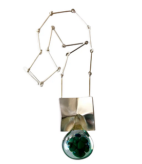 1972 Bjorn Weckstrom Lapponia Finland Sterling Silver Acrylic Big Drop Necklace