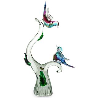 Murano Glass Hummingbirds Sculpture