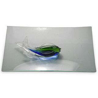 Murano Large Glass Fish Footed Plate