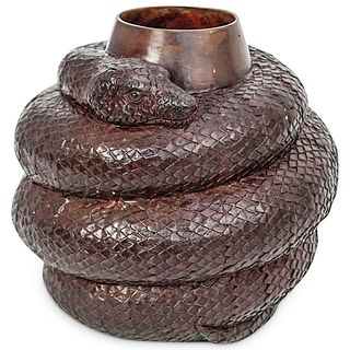 Coiled Serpent Bronze Vase