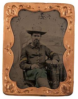 Civil War Quarter Plate Tintype of 29th or 31st Connecticut Colored Infantry Sergeant 