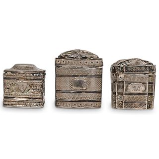 (3Pc) 19th Cent. Sterling Trinket Boxes