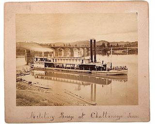 Civil War Albumen Photograph, "Military Bridge at Chattanooga, Tenn." 