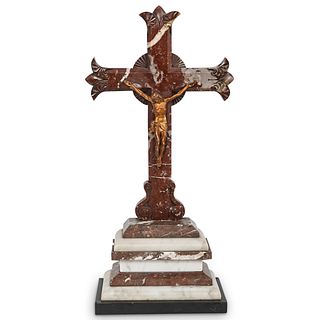 19th Cent. Victorian Red Marble Crucifix