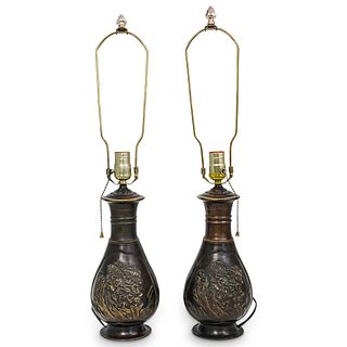 Japanese Bronze Vase Lamps