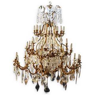 Monumental French Bronze & Crystal Chandelier
