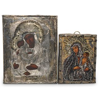 (2Pc) 19th Cent. Russian Silver Icons