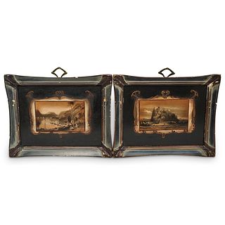 Pair of Early Dutch Landscape Painting on Wood