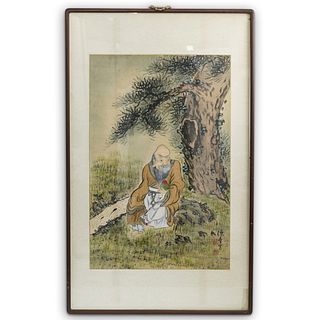 Chinese Seated Immortal Scroll Painting