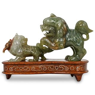 Antique Chinese Jadeite Foo Dogs