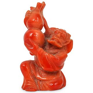 Antique Japanese Carved Red Coral Figure