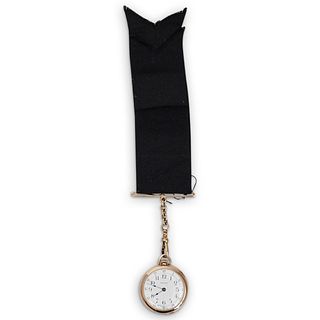 14K Waltham Pocket Watch Brooch Clock