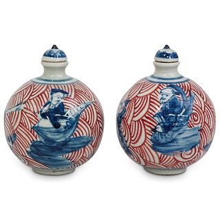 (2 Pc) Chinese Imari Porcelain Snuff Bottles