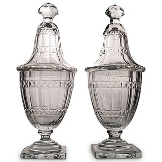 Pair Of Continental Crystal Cut Urns