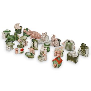 (19 Pc) German Figural Pig Porcelain Articles