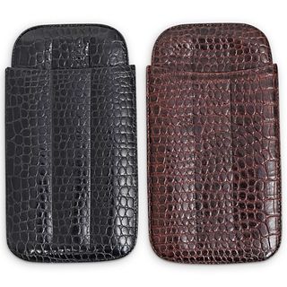 (2 Pc) Wilson Croco Leather Cigar Cases