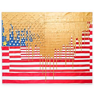 American Flag Mixed Media Painting