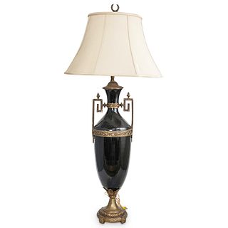 Large Neoclassic Style Bronze & Porcelain Table Lamp