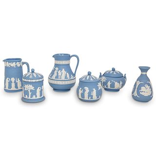 (6 Pc) Wedgwood Blue Biscuit Porcelain Grouping Set