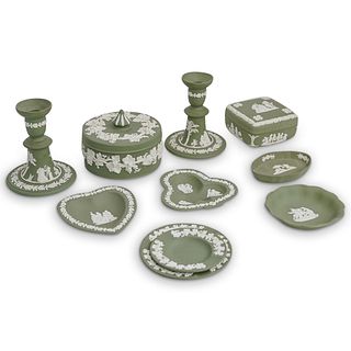 (10 Pc) Wedgwood Green Biscuit Porcelain Grouping Set