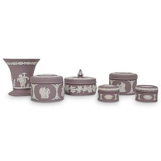 (6 Pc) Wedgwood Lavender Biscuit Porcelain Grouping Set