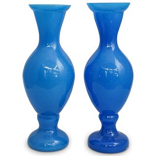 19th Century French Blue Opaline Glass Vases