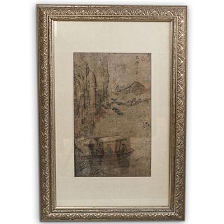 Vintage Chinese Landscape Watercolor Painting