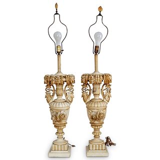 (2 Pc) Pair of Italian Alabaster Lamps