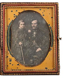 Mathew Brady Quarter Plate Daguerreotype of Father & Son 