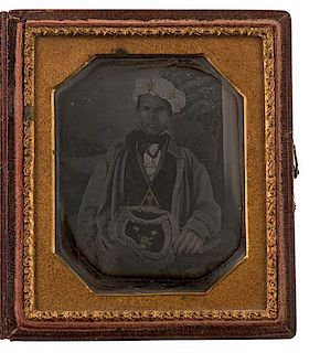 Sixth Plate Daguerreotype of a Man Wearing a Masonic Costume 