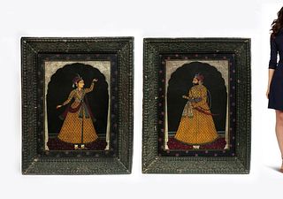19th C. Indian Shah Jahan & Mumtaz Paintings on board