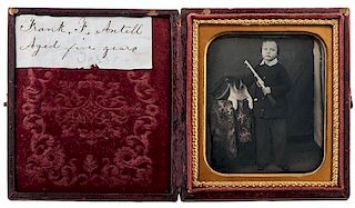 Sixth Plate Daguerreotype of Young Boy with Toy Gun and his Dog 
