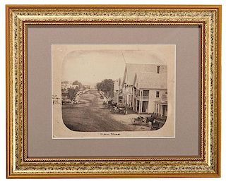 St. Johnsbury, Vermont, Salt Print Featuring Horse-Drawn Wagons on Main Street, 1845 